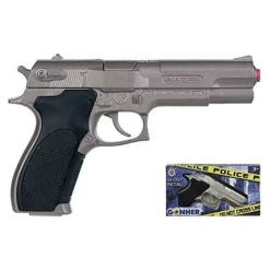 Pistola Policia 8 Tiros Plata -Juguetería cpa toy pistola policia 8 tiros plata 2