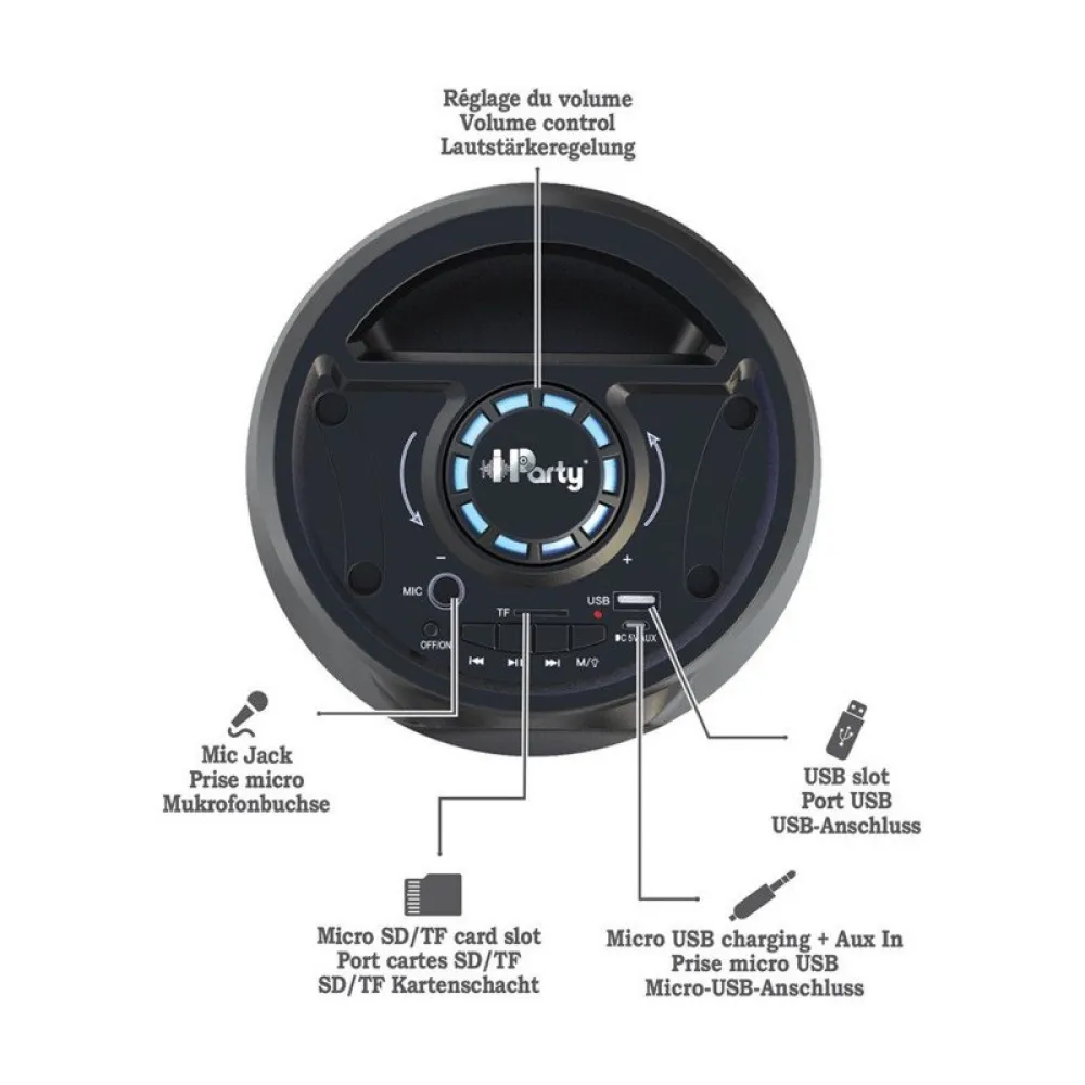 LEXIBOOK Karaoke Bluetooth® Iparty 39 Cm 4 LEXIBOOK Karaoke Bluetooth® Iparty 39 Cm - Imagen 4