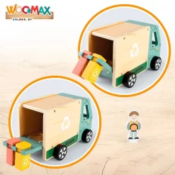 Camión De Basura Madera -Juguetería woomax camion de basura madera 2