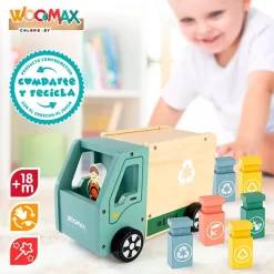 Camión De Basura Madera -Juguetería woomax camion de basura madera 3
